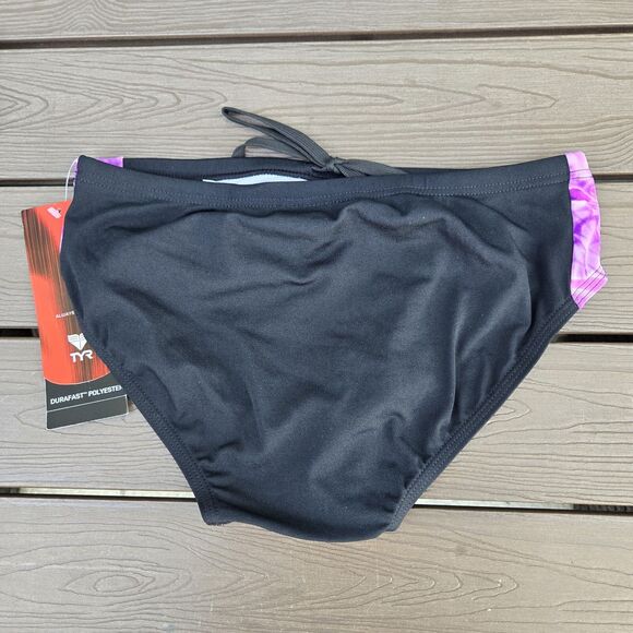 TYR Durafast Men's Admiral Splice Black/purple Nylon Racer Briefs Sz 30 New - Picture 2 of 3